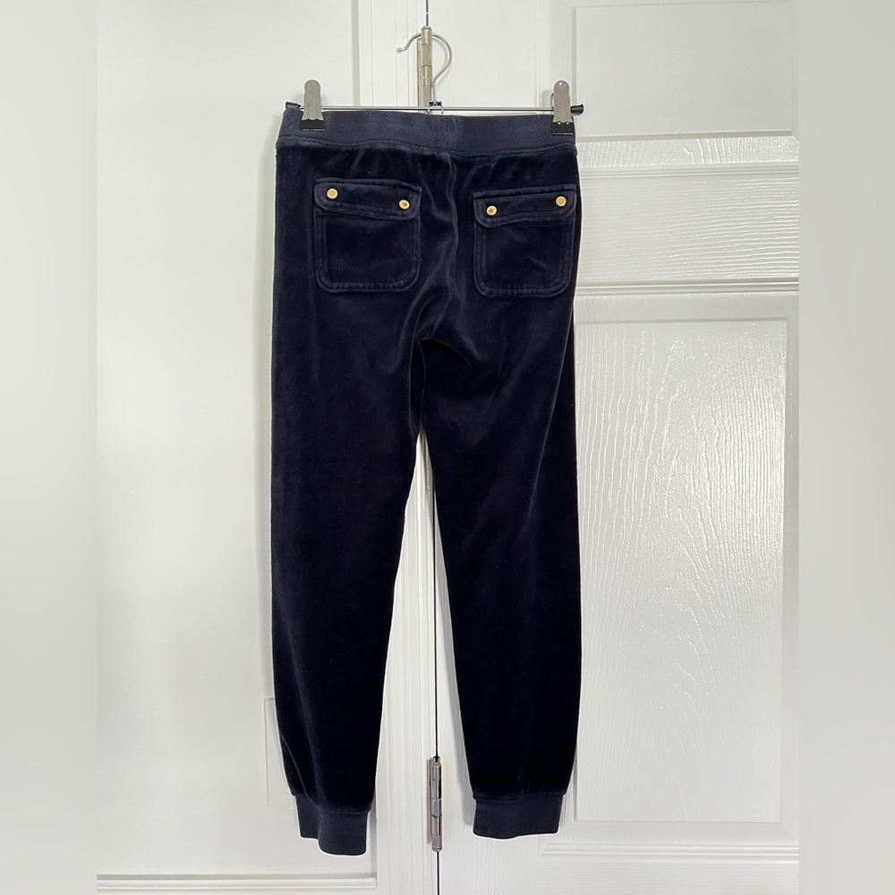 Juicy Couture navy blue velour joggers black label golden heart logo kid's 8 - Picture 3 of 10